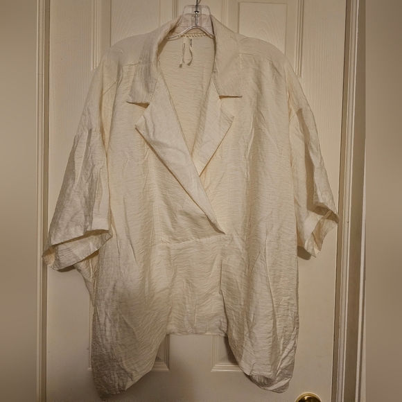 ANTHROPOLOGIE Cream Blouse Womens The Dilon Short Sleeves Wide-packet CREAM 2X - Picture 8 of 12